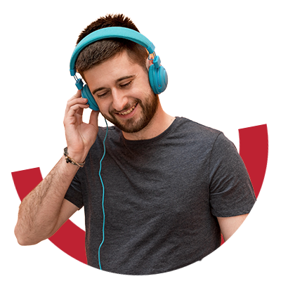 Audiobook production scene with headphones and microphone